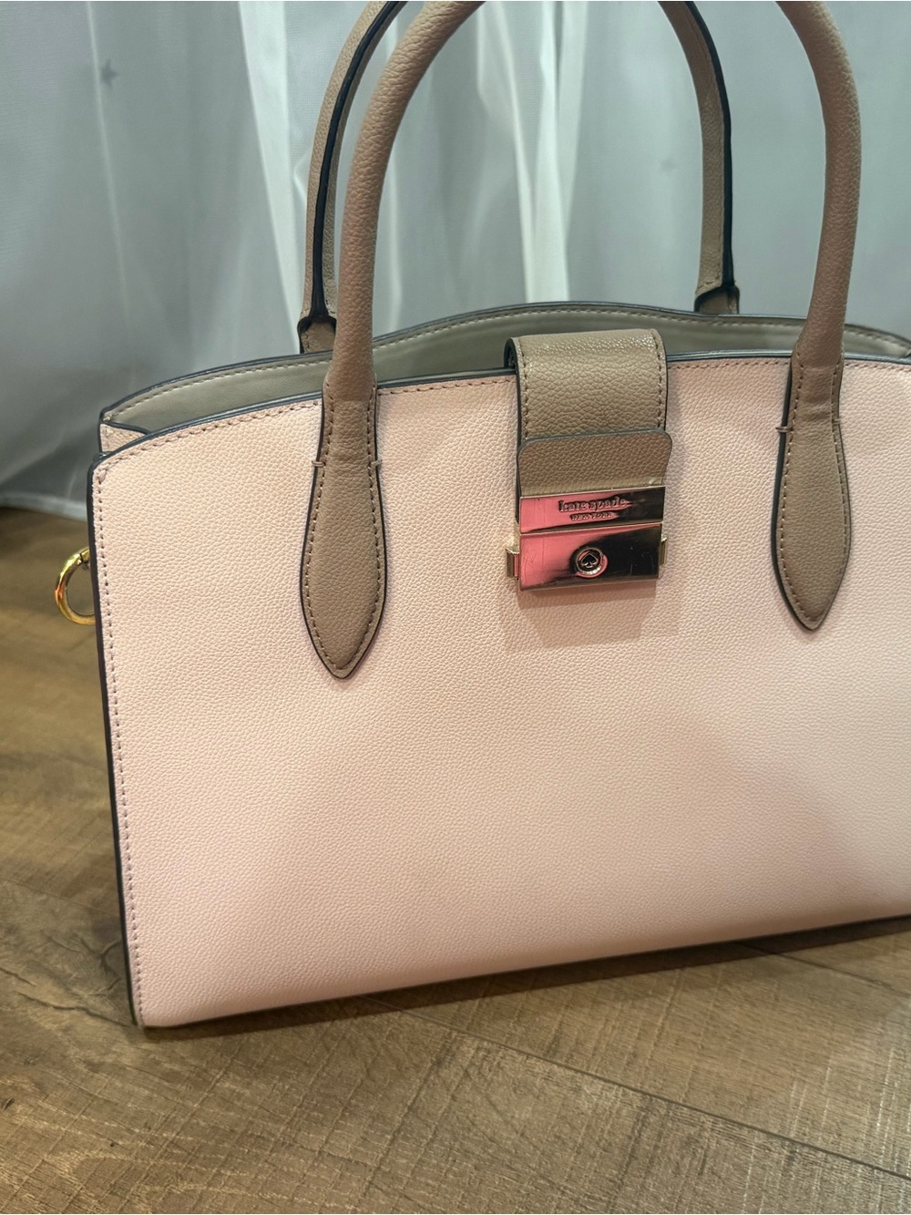 Kate Spade Phoebe, Turlock Pink and Taupe Leather color, black Satchel